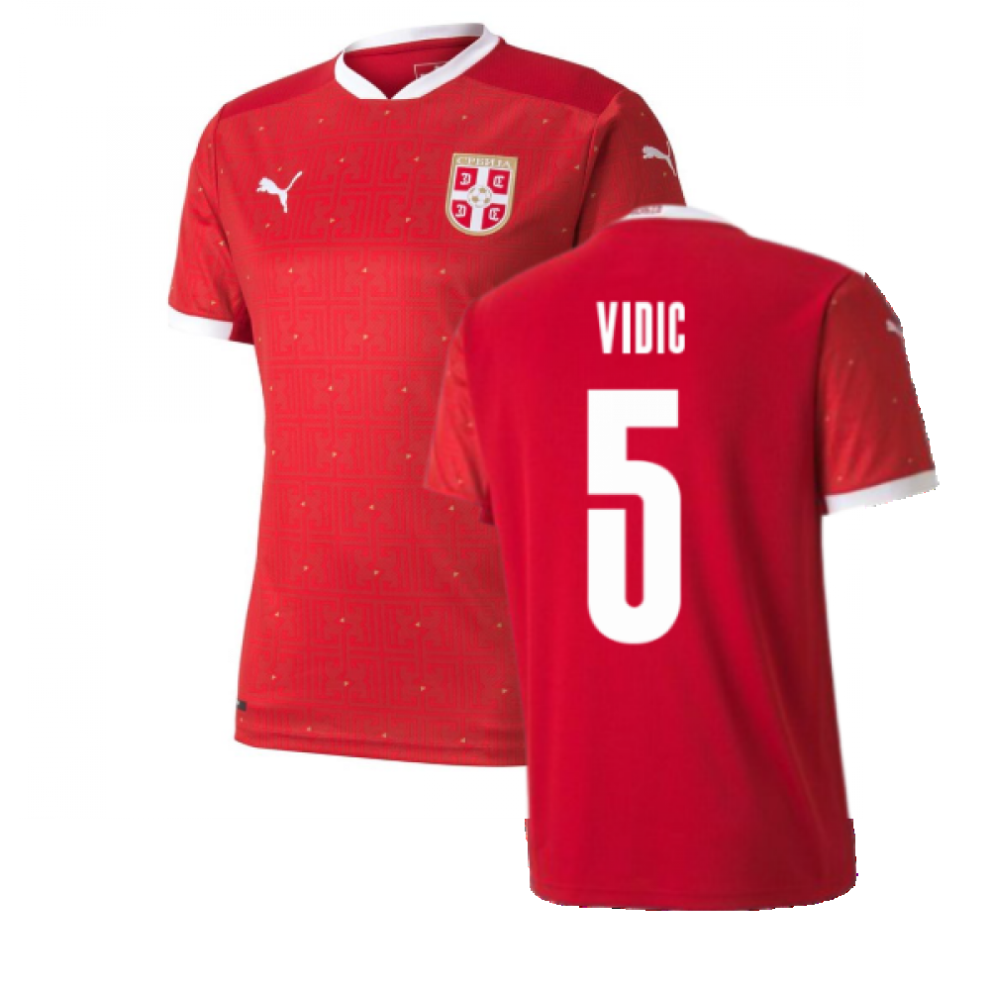 (XL) 2020-2021 Serbia Home Puma Football Shirt (VIDIC 5)