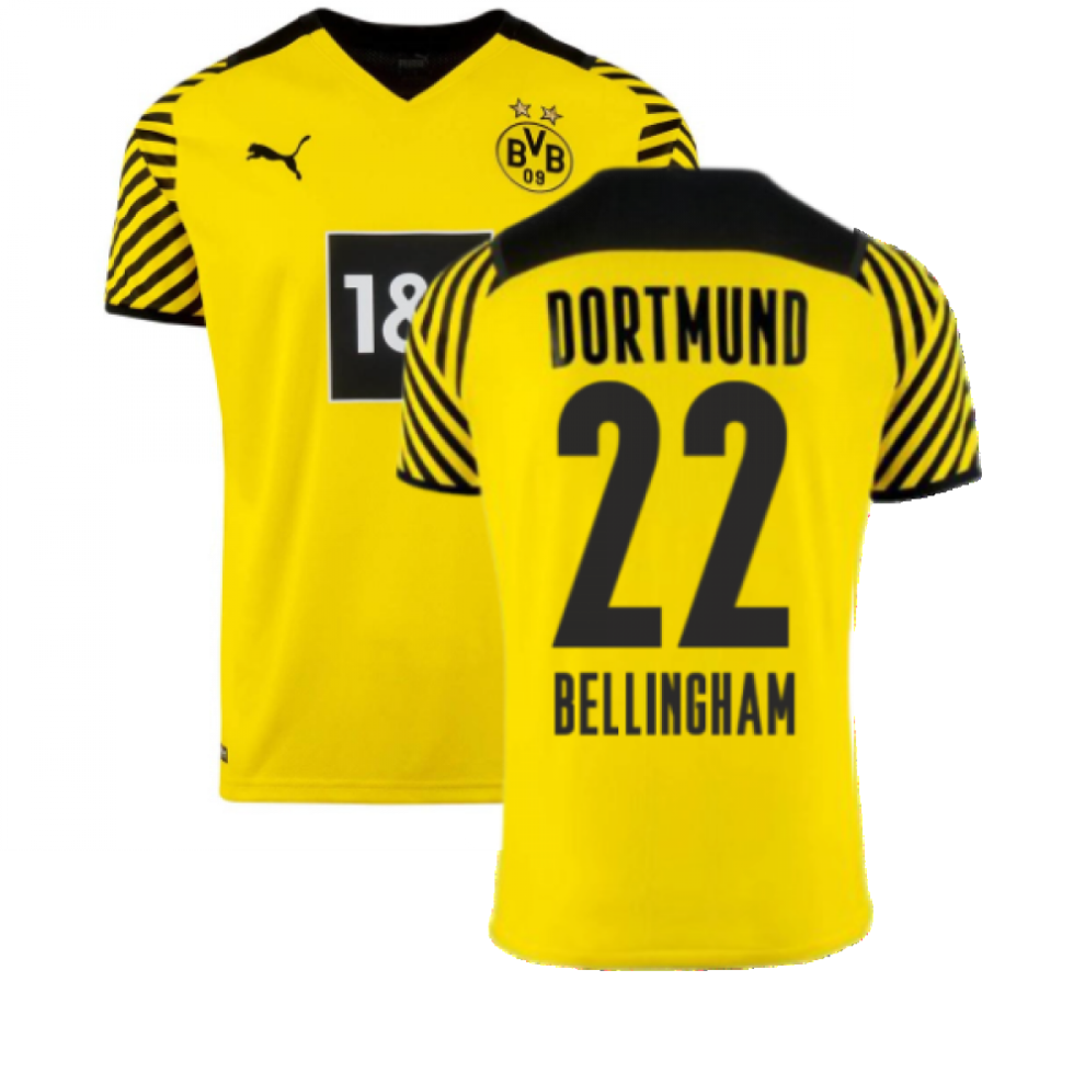 (XL) 2021-2022 Borussia Dortmund Home Shirt (BELLINGHAM 22)