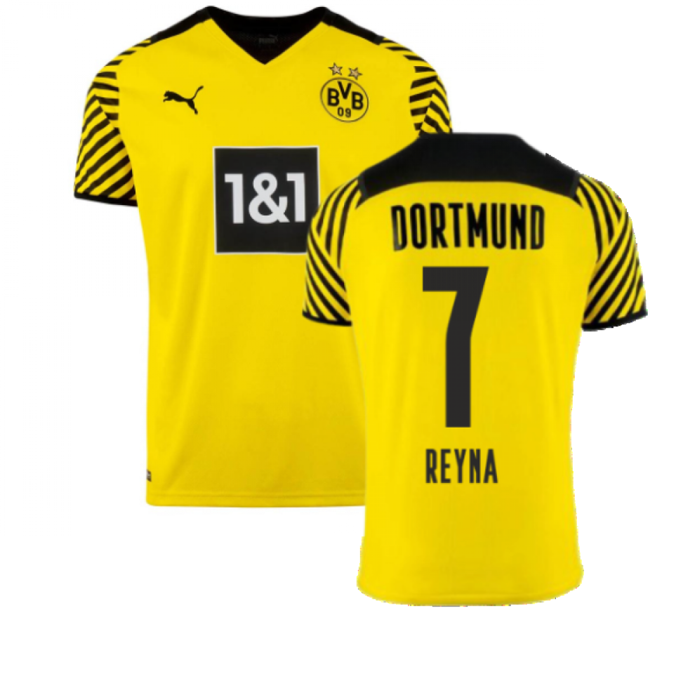 (XL) 2021-2022 Borussia Dortmund Home Shirt (REYNA 7)