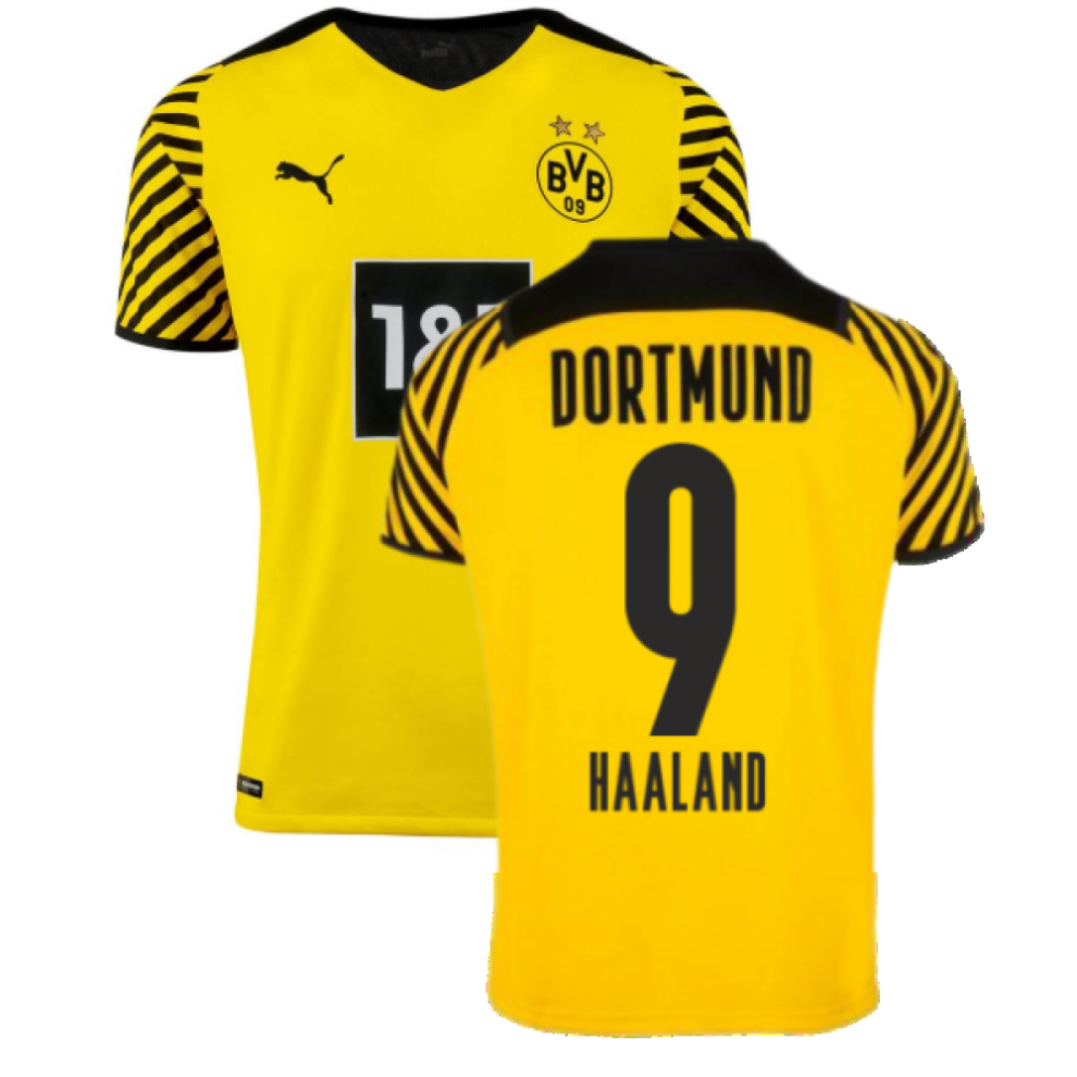 (L) 2021-2022 Borussia Dortmund Authentic Home Shirt (HAALAND 9)