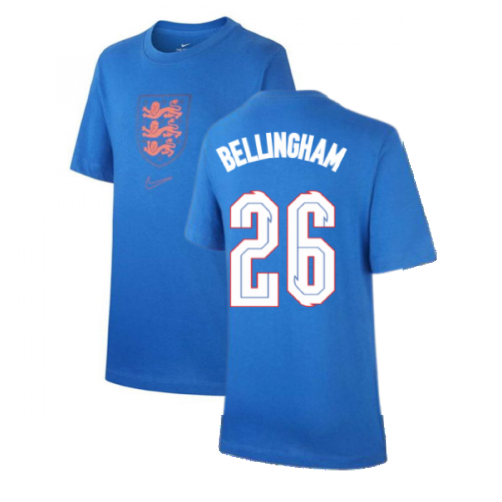 (MB) 2020-2021 England Nike Evergreen Crest Tee (Blue) - Kids (Bellingham 26)