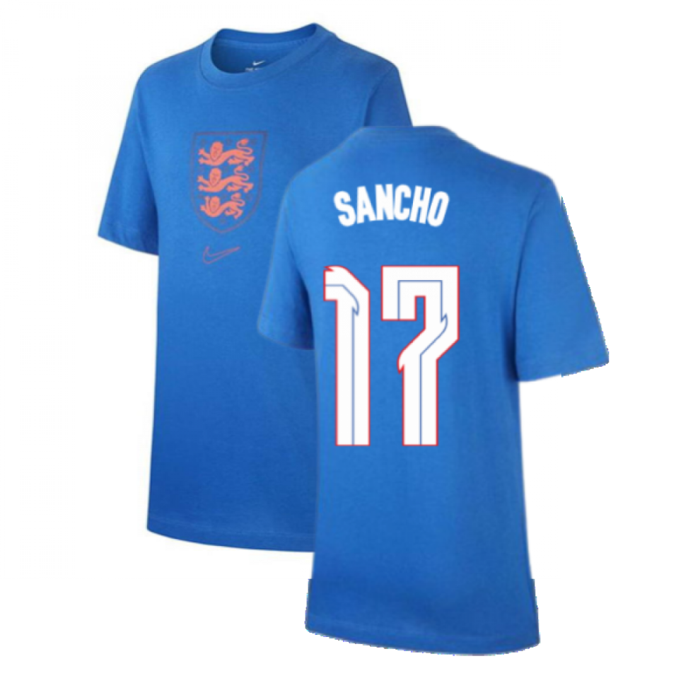 (MB) 2020-2021 England Nike Evergreen Crest Tee (Blue) - Kids (Sancho 17)