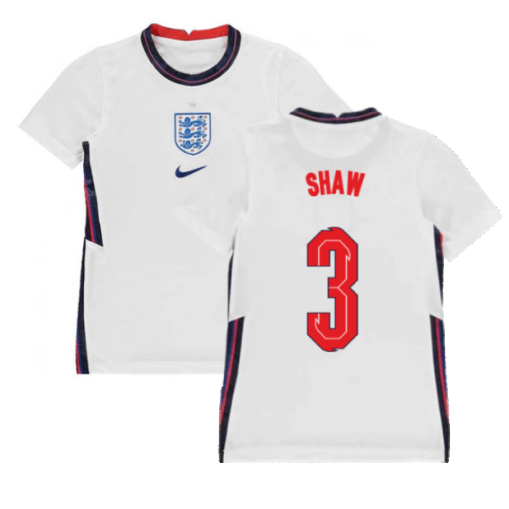 (SB) 2020-2021 England Home Nike Football Shirt (Kids) (Shaw 3)