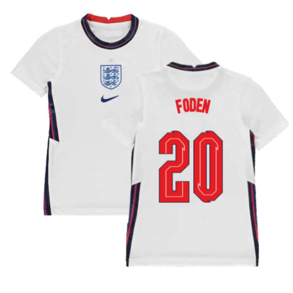 (MB) 2020-2021 England Home Nike Football Shirt (Kids) (Foden 20)