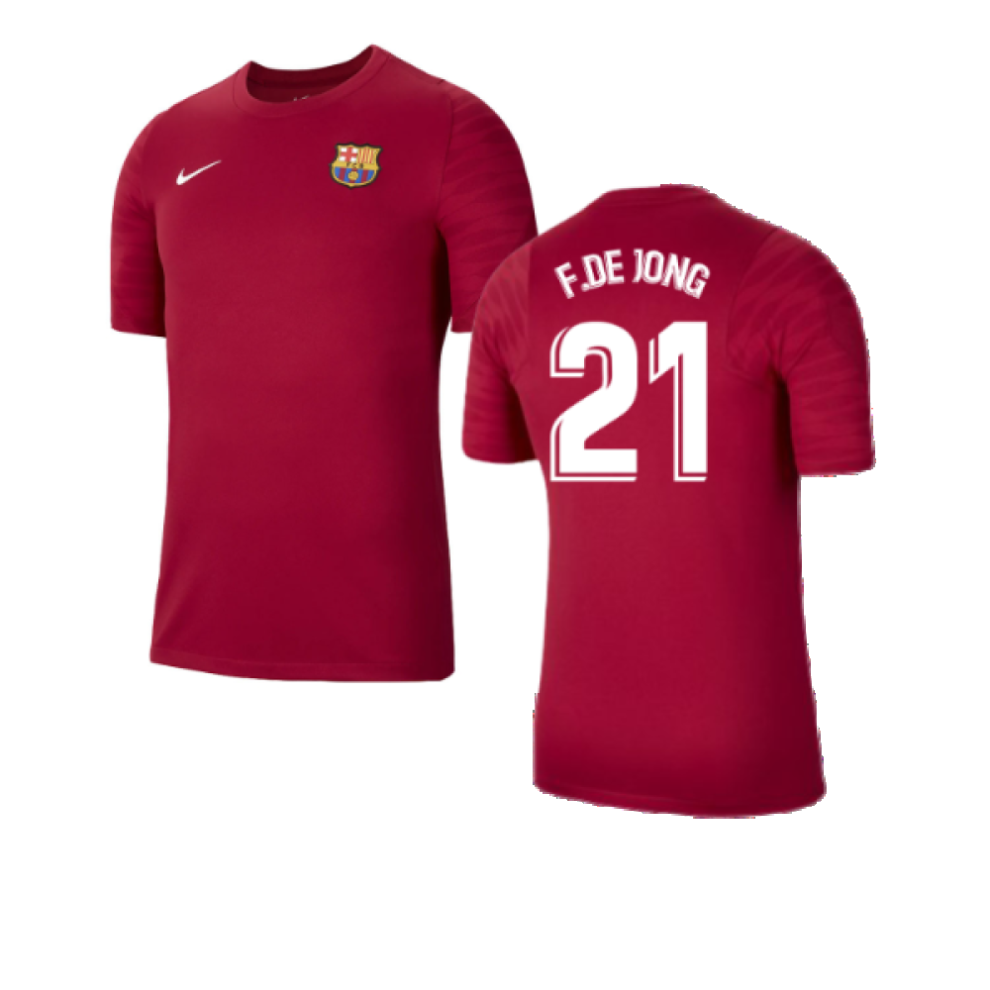 (XXL) 2021-2022 Barcelona Training Shirt (Noble Red) (F.DE JONG 21)