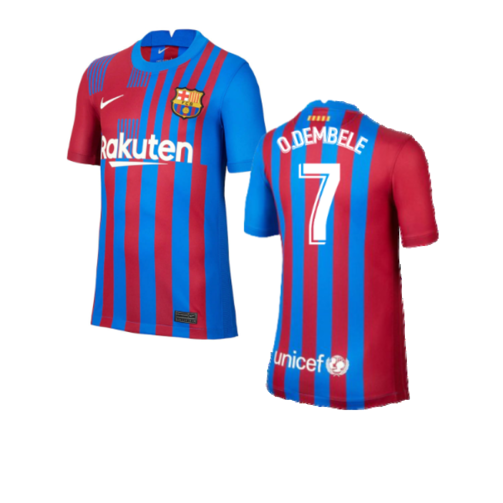 (L) 2021-2022 Barcelona Home Shirt (O.DEMBELE 7)