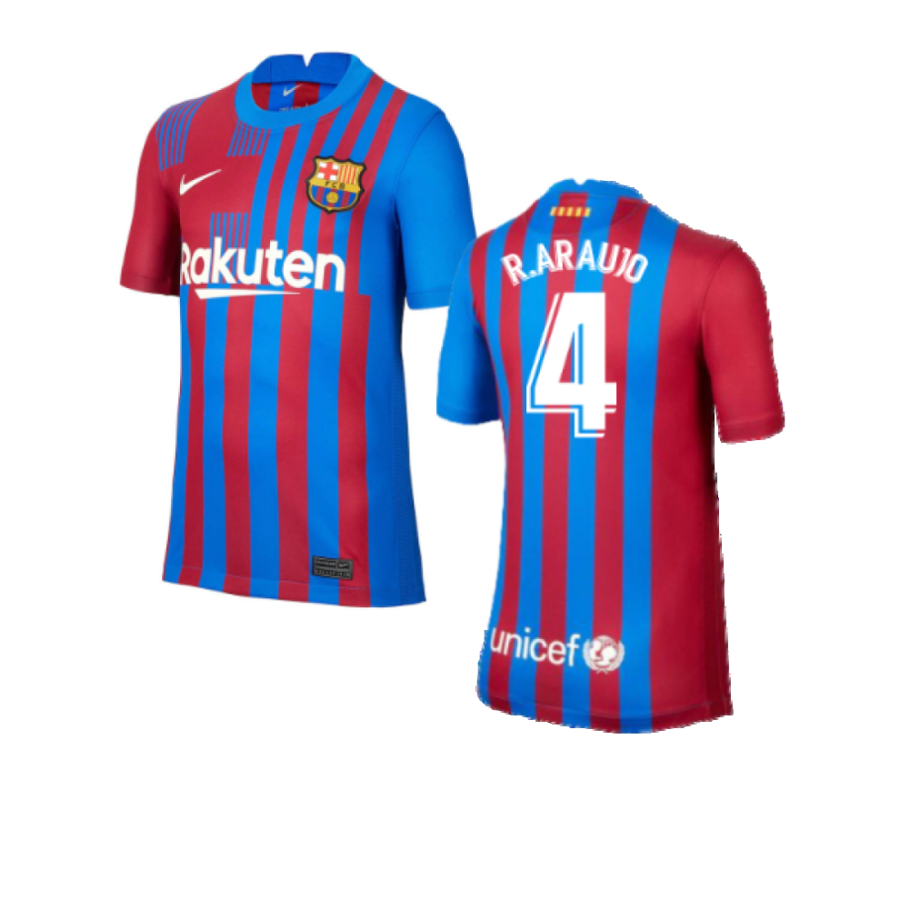 (XL) 2021-2022 Barcelona Home Shirt (R.ARAUJO 4)