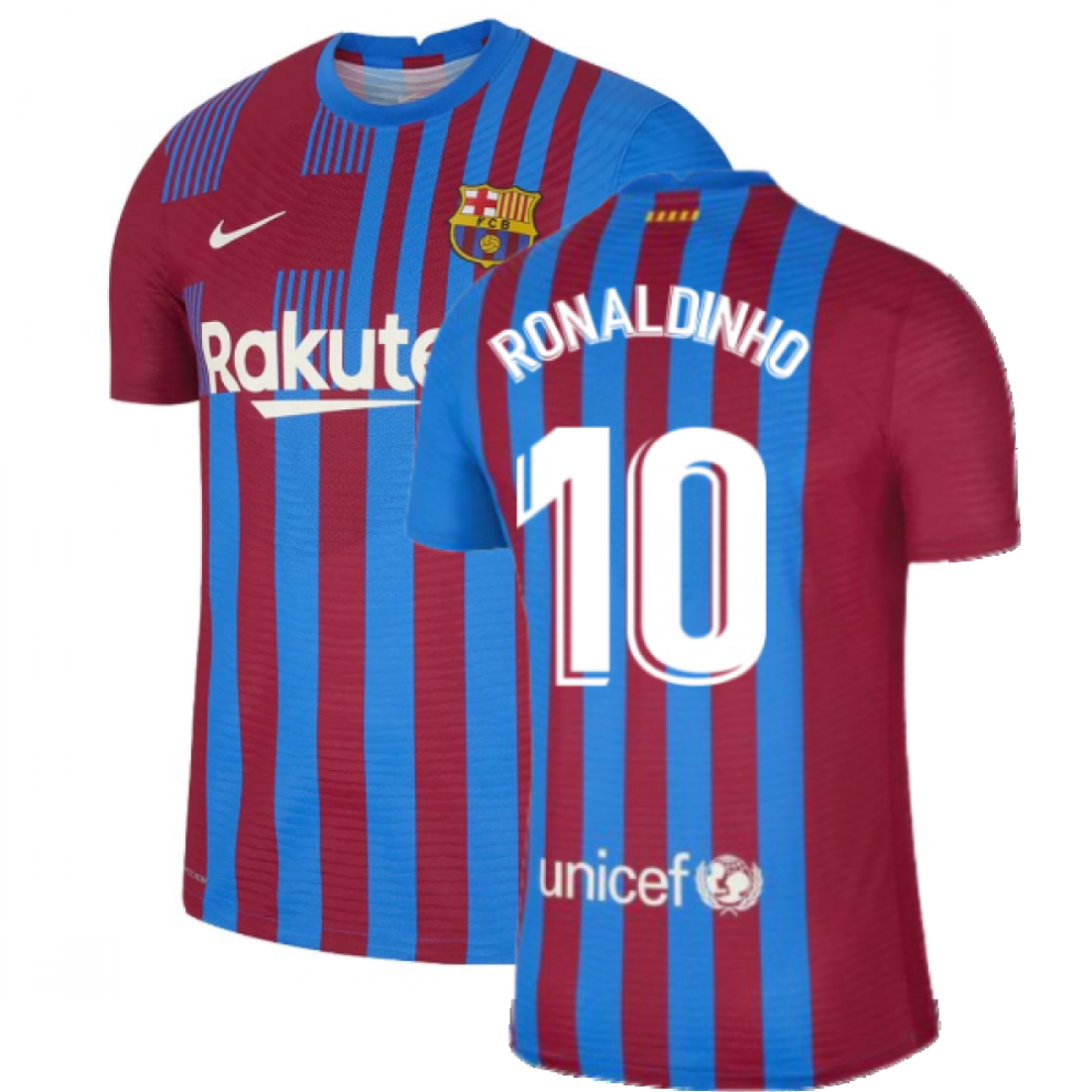 (XL) 2021-2022 Barcelona Vapor Match Home Shirt (RONALDINHO 10)