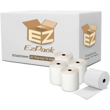 (40 Rolls) Premium Quality 80 x 80mm BPA Free Thermal Paper Till Receipt Roll for EPOS Printer, POS Terminal, Cash Register, Bixolon with Red Warning Strip