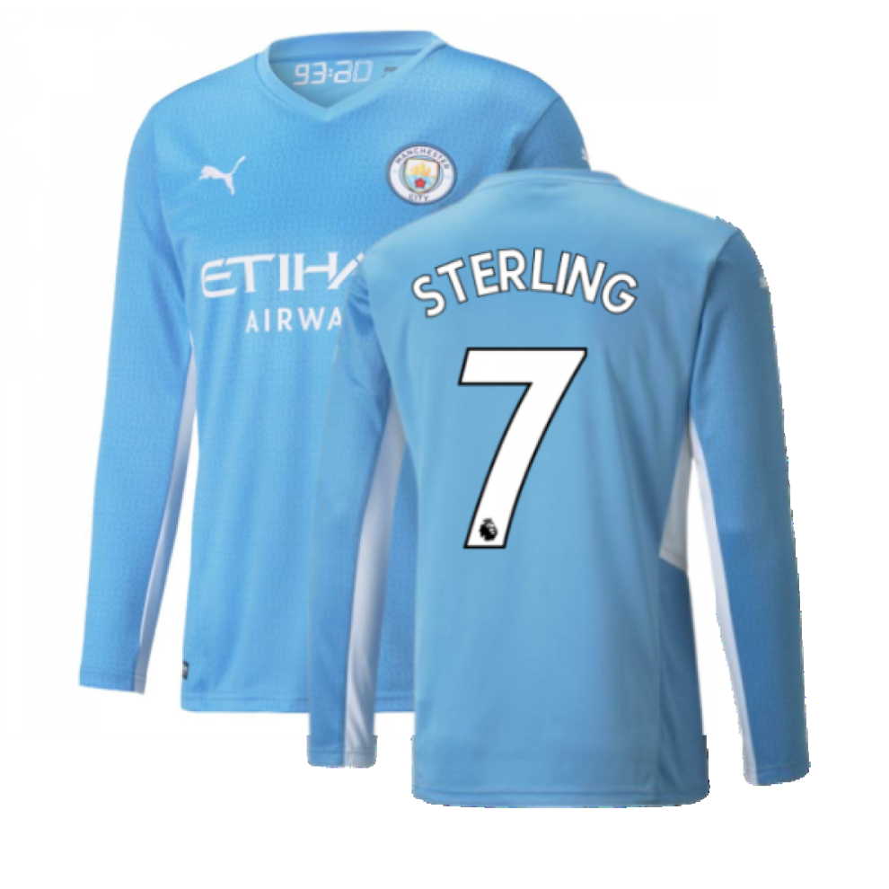 (XXL) 2021-2022 Man City Long Sleeve Home Shirt (STERLING 7)