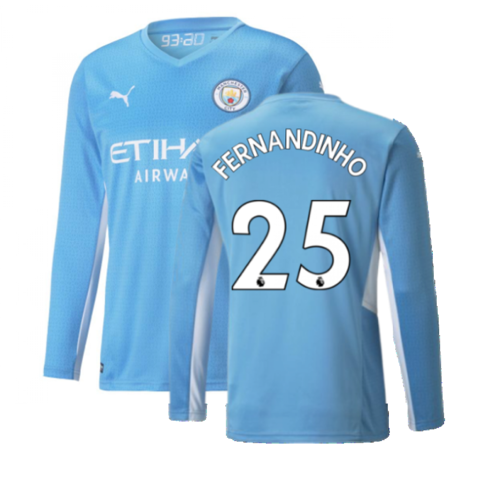 Puma (3Xl) 2021-2022 Man City Long Sleeve Home Shirt (Fernandinho 25) Not,Specified