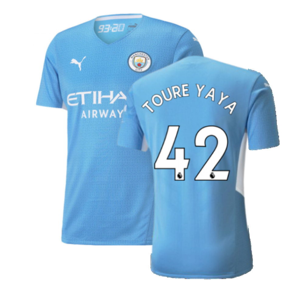 (XXL) 2021-2022 Man City Authentic Home Shirt (TOURE YAYA 42)