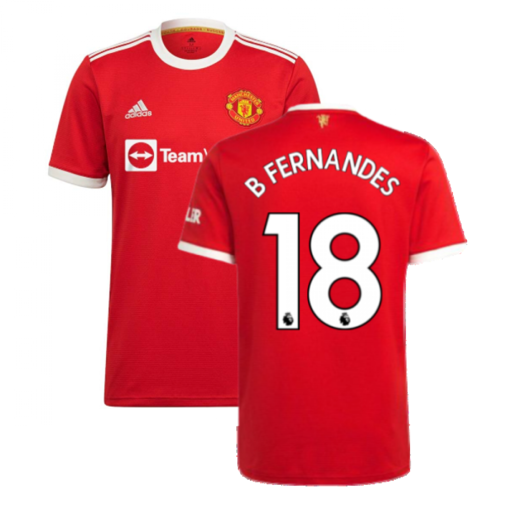 (L) Man Utd 2021-2022 Home Shirt (B FERNANDES 18)