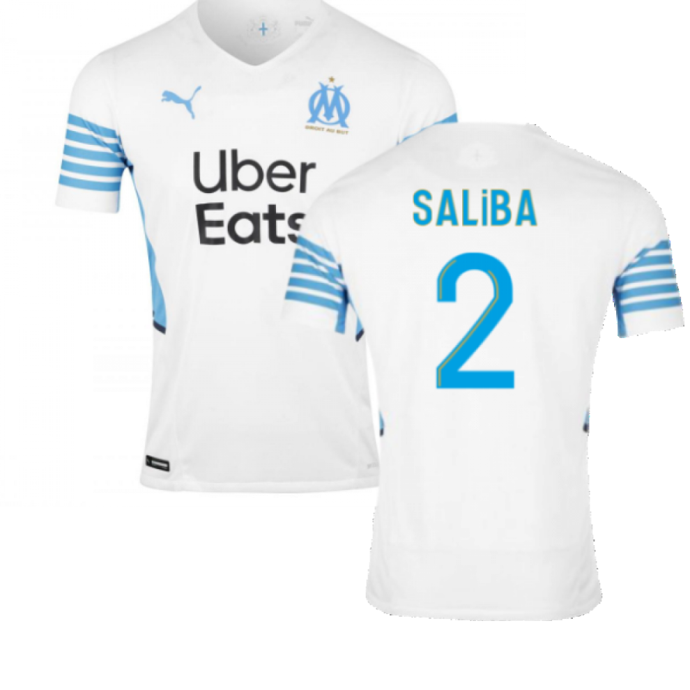 (L) 2021-2022 Marseille Authentic Home Shirt (SALIBA 2)