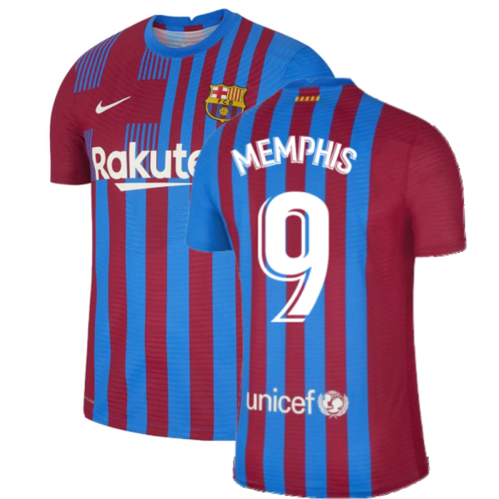 (S) 2021-2022 Barcelona Vapor Match Home Shirt (MEMPHIS 9)