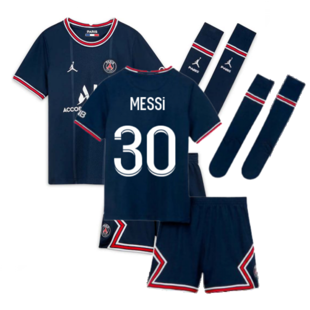 (XSB) PSG 2021-2022 Little Boys Home Kit (MESSI 30)