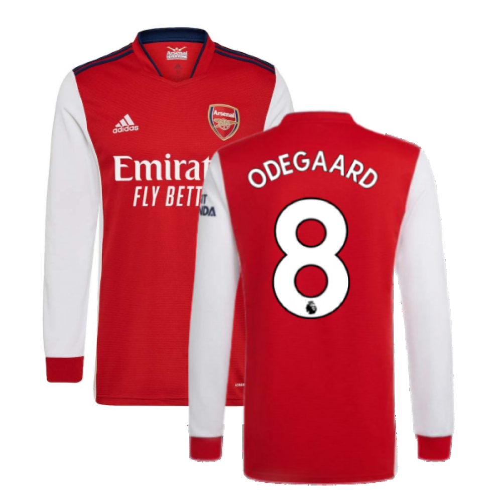 (M) Arsenal 2021-2022 Long Sleeve Home Shirt (ODEGAARD 8)