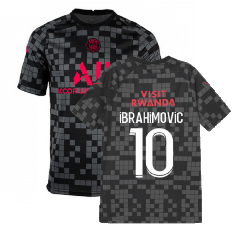 (XL) PSG 2021-2022 Pre-Match Training Shirt (Black) (IBRAHIMOVIC 10)