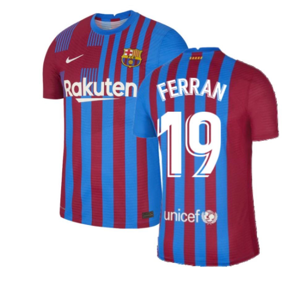 (XXL) 2021-2022 Barcelona Vapor Match Home Shirt (FERRAN 19)