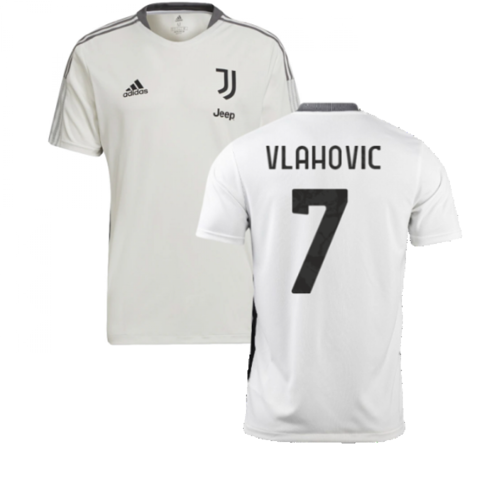 (XXL) 2021-2022 Juventus Training Shirt (White) (VLAHOVIC 7)