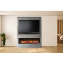 Athena Pre-Built Concrete Effect Fully Inset Media Wall with TV & Media Recess
