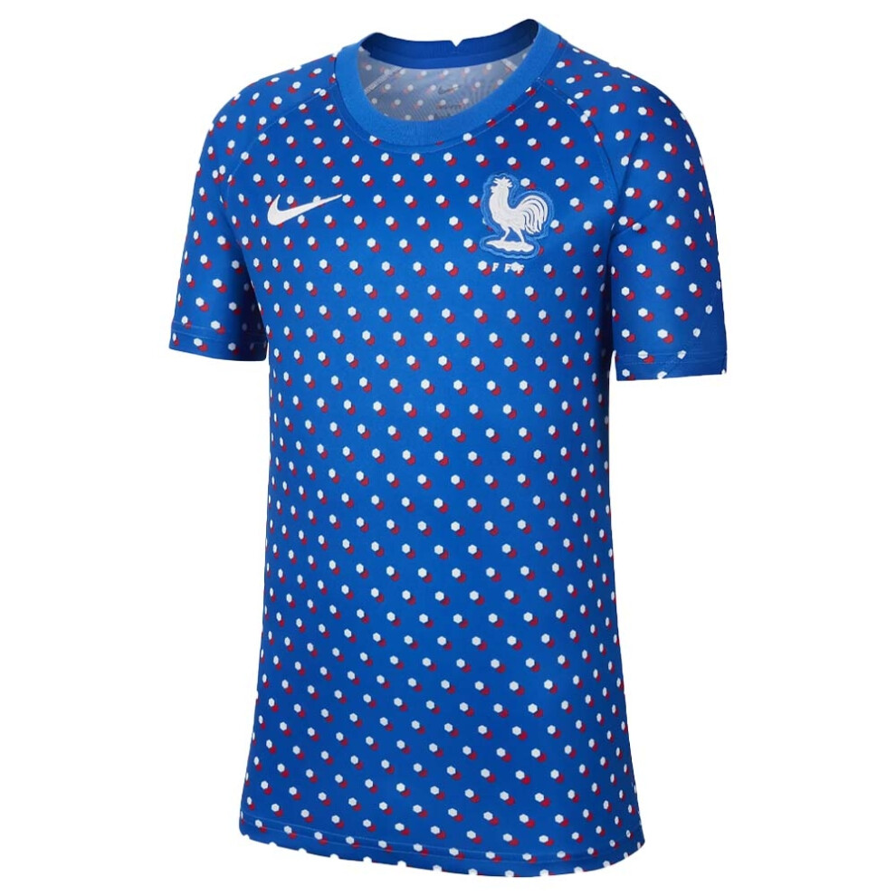 (XLB) 2022-2023 France Pre-Match Training Shirt (Hyper Cobalt) - Kids