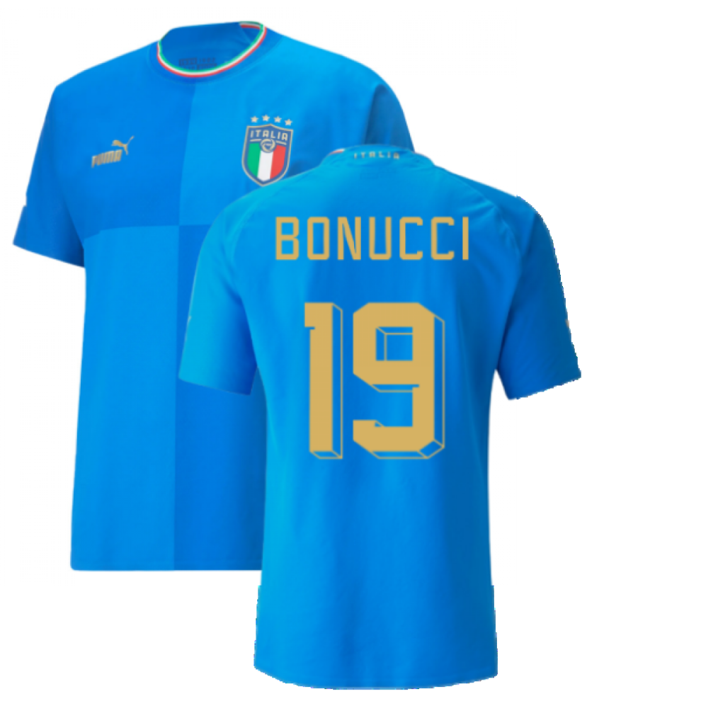 (M) 2022-2023 Italy Authentic Home Shirt (BONUCCI 19)