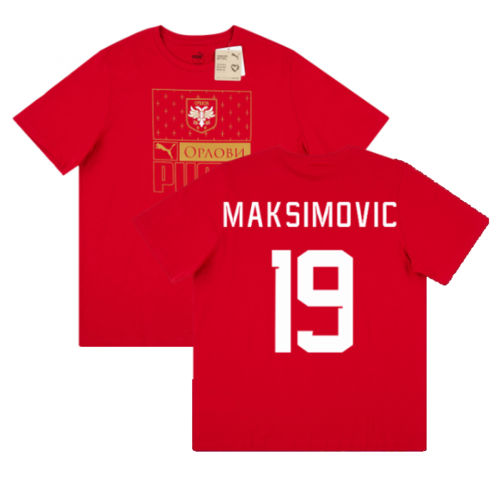 (M) 2022-2023 Serbia Ftbl Core Tee (Red) (MAKSIMOVIC 19)