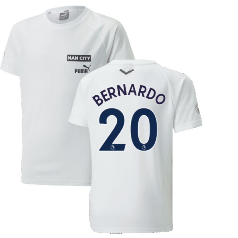 (MB) 2022-2023 Man City Casuals Tee (White) - Kids (BERNARDO 20)