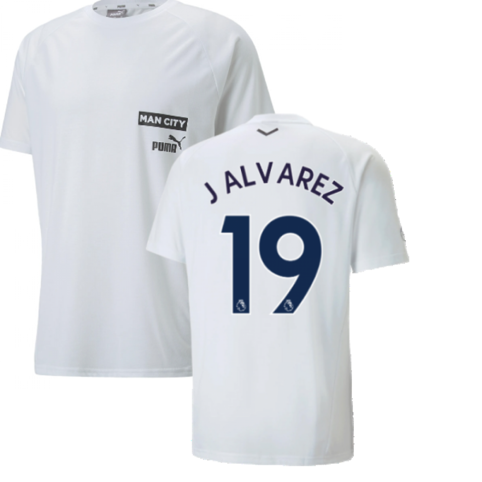 (XL) 2022-2023 Man City Casuals Tee (White) (J ALVAREZ 19)