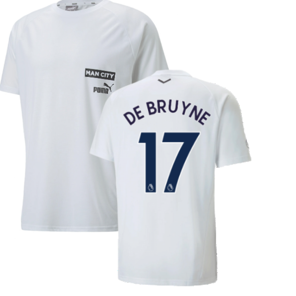 (XL) 2022-2023 Man City Casuals Tee (White) (DE BRUYNE 17)