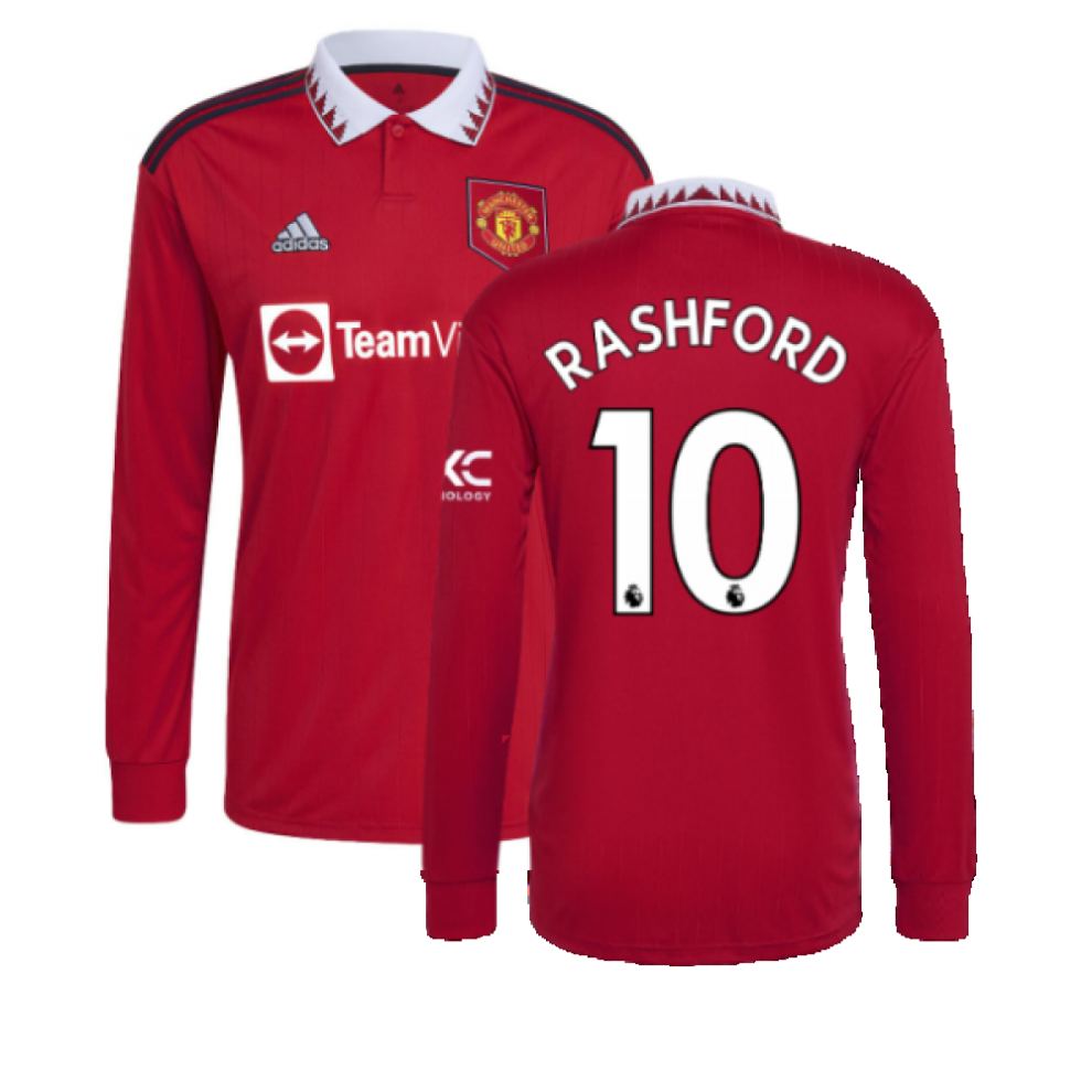 Adidas (Xs) 2022-2023 Man Utd Long Sleeve Home Shirt (Rashford 10)