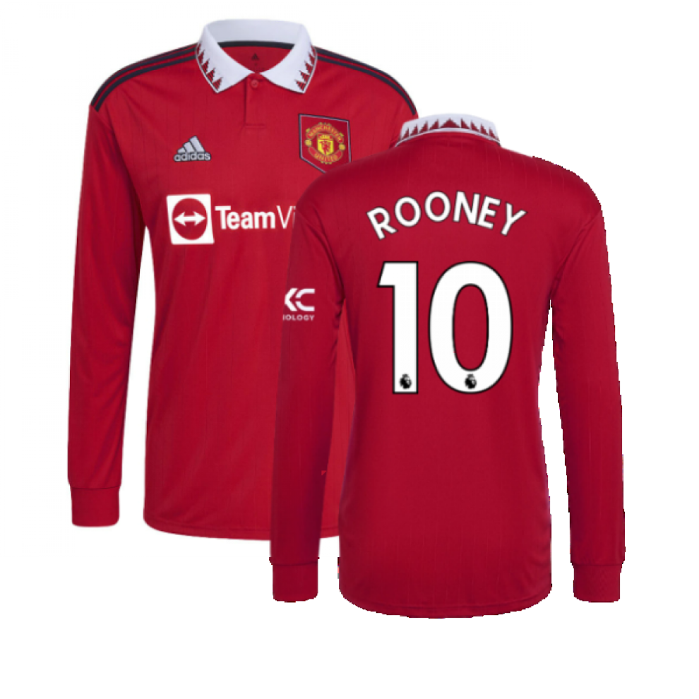 (XL) 2022-2023 Man Utd Long Sleeve Home Shirt (ROONEY 10)