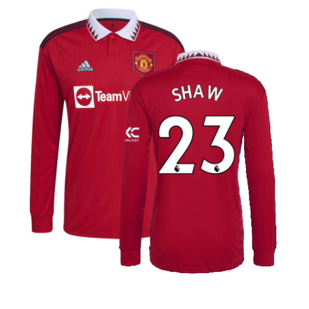 (XS) 2022-2023 Man Utd Long Sleeve Home Shirt (SHAW 23)