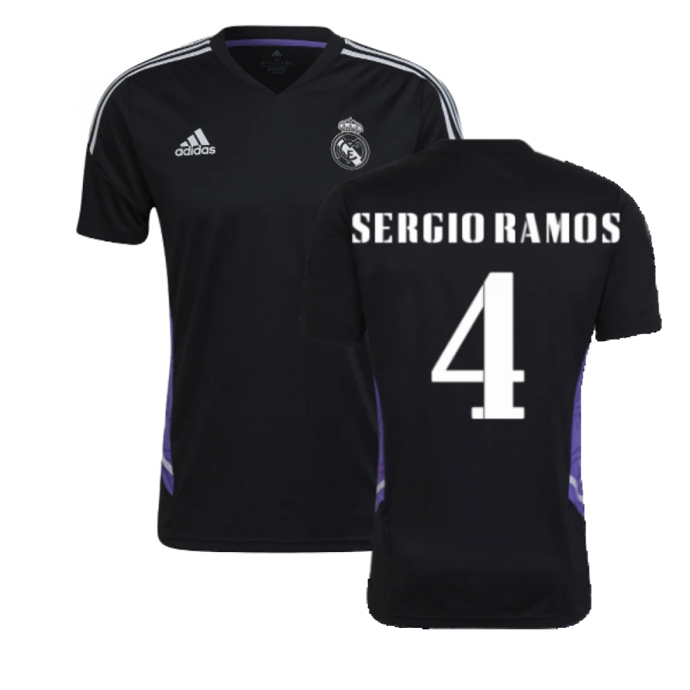 (XL) 2022-2023 Real Madrid Training Shirt (Black) (SERGIO RAMOS 4)