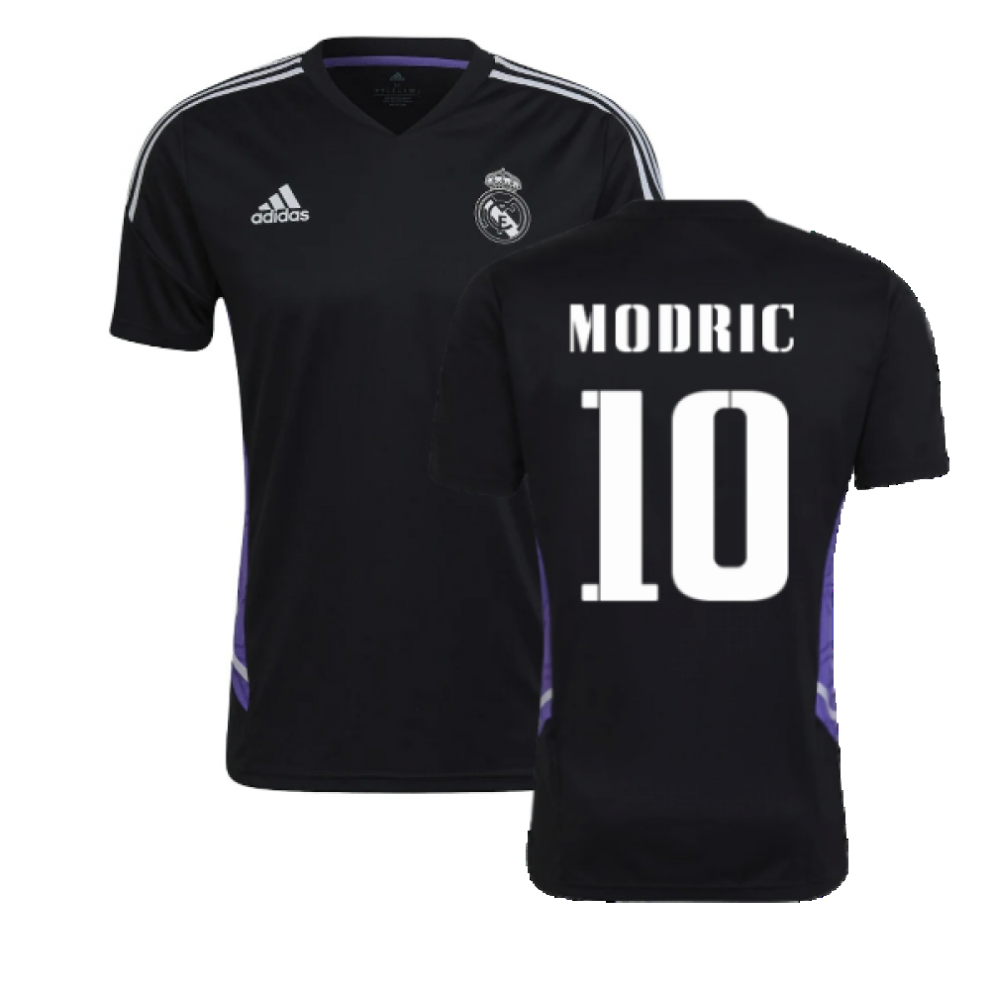 (XL) 2022-2023 Real Madrid Training Shirt (Black) (MODRIC 10)