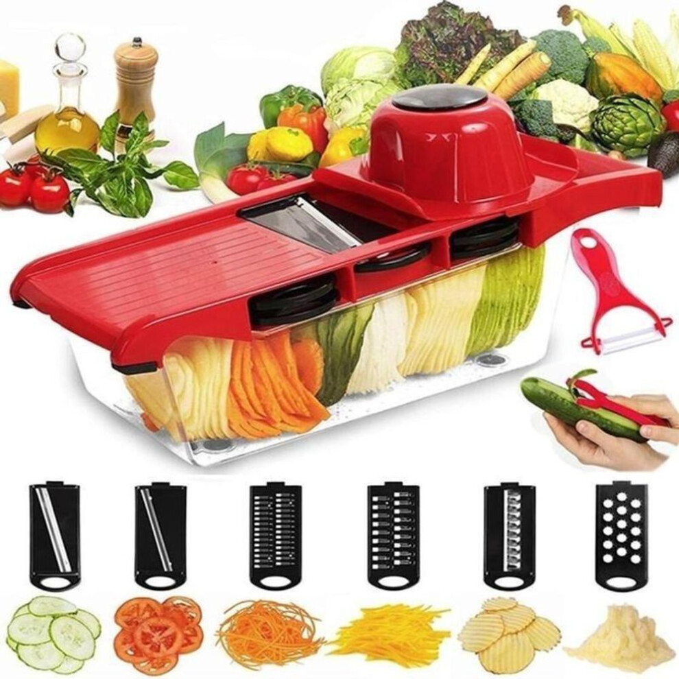 6 In 1 Vegetable Slicer & Cutter With Steel Blade  Slicer Potato Peeler Carrot Grater Dicer Kitchen