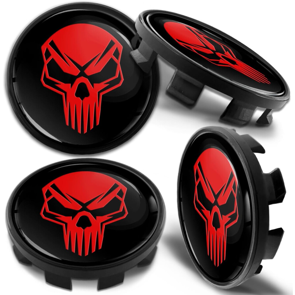 Biomar Labs 4 X 68Mm Wheel Centre Alloy Hub Center Caps Compatible With Bmw 36136783536 Hubcaps Skull Cb 36 Red/Black 8000000021014