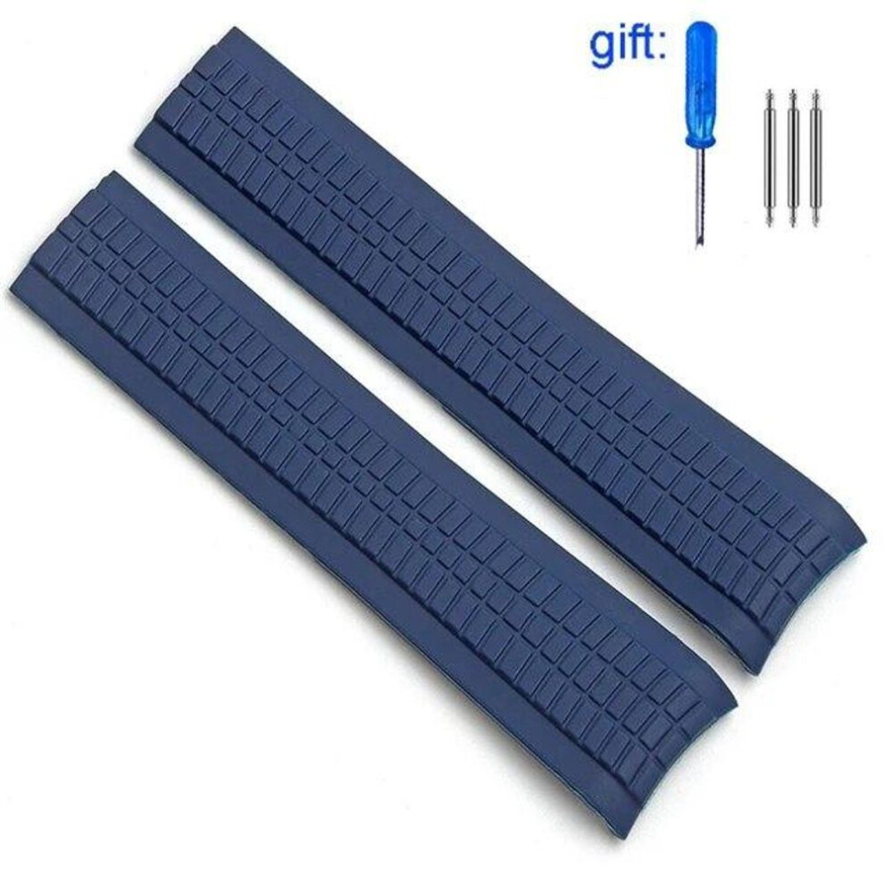 (blue no buckle  21mm with logo) Watch Band For Patek Philippe 5164a 5167a 5168a Silicone  Aquanaut Bracelet Curved End Soft Rubber Watch Accessories Strap 21mm