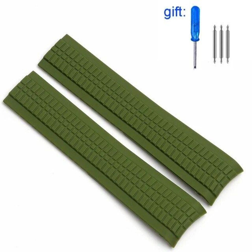 (green no buckle  21mm with logo) Watch Band For Patek Philippe 5164a 5167a 5168a Silicone  Aquanaut Bracelet Curved End Soft Rubber Watch Accessories Strap 21mm