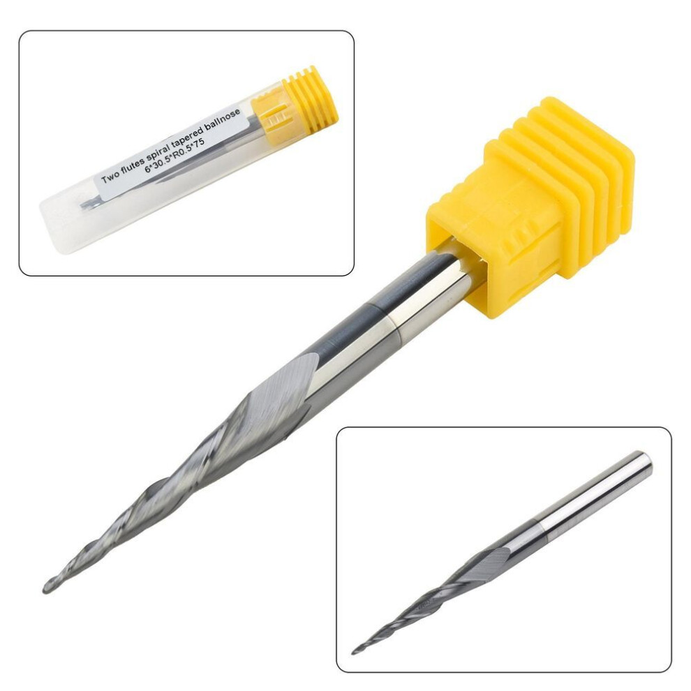 End Mills Tools Tungsten Steel Cone Cutters Equipment R0.5*d6*30.5*75l