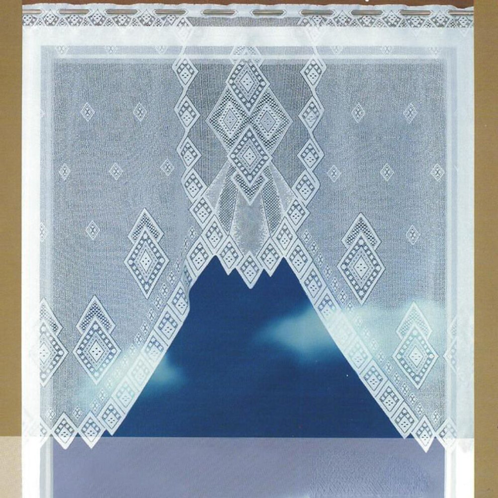 (D) White Translucent Coffee Curtain Warp Knitted Curtains Kitchen Tulle Lace Sheer Jacquard Curtains
