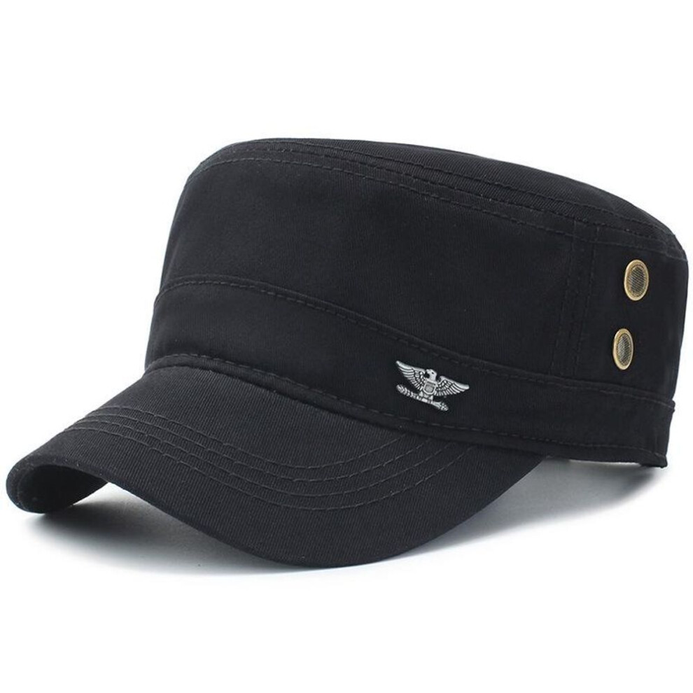(black) [northwood] Vintage Flat Top Cap Classic Snapback Military Cap Men Women Cotton Trucker Cap Dad Hat