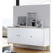 Sideboard Luxurious White & Gold Detailing 3 Door Large Sideboard