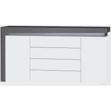 Sideboard With Lights, 2 Doors & 4 Drawers Grey & White Gloss Modern Furniture
