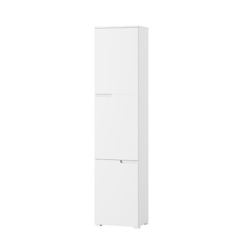 Bookcase 3 White Gloss Doors 6 Compartments Tall Narrow Bookcase 2