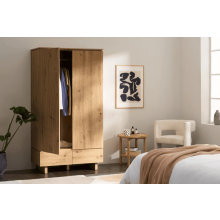 Wardrobes Texas Artisan Oak Effect 2 Door 2 Drawer Double Wardrobe P8AEER72 NEW !!!