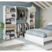 Wardrobes Salvador Natural Oak Effect and White Open Door Wardrobe With Shelves And Rail - 3219 NEW !!!