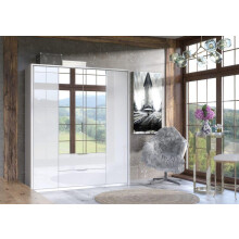 Wardrobe White High Gloss 4 Door 2 Drawer Mirrored Wardrobe 164cm Wide