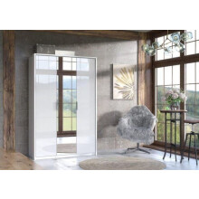 Wardrobe White High Gloss Mirrored Wardrobe With 3 Doors, Shelves & Hanging Rail